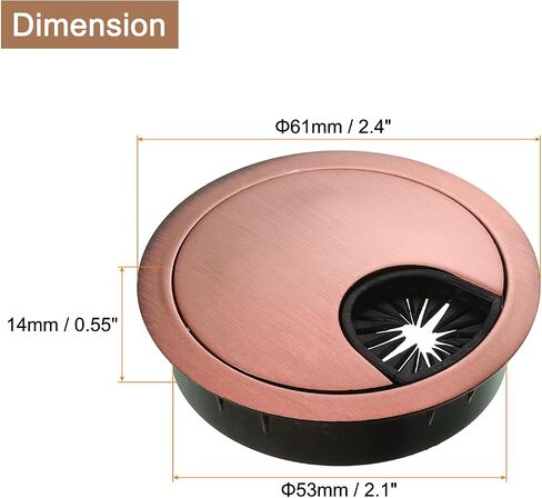 uxcell 3Pcs Cable Hole Cover, 2-1/8" Zinc Alloy Desk Wire Cord Cable Grommets Hole Cover for Office PC Desk Cable Cord Organizer, Black in Saudi Arabia