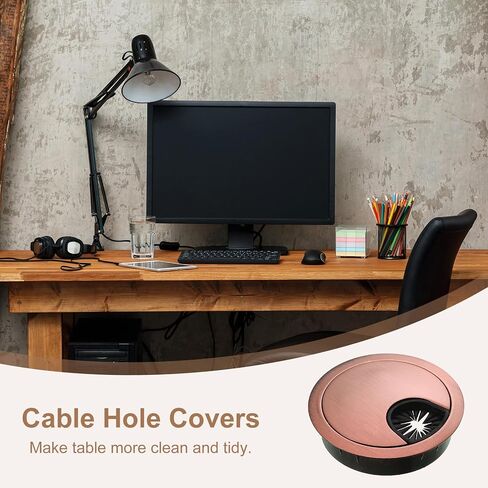 uxcell 3Pcs Cable Hole Cover, 2-1/8" Zinc Alloy Desk Wire Cord Cable Grommets Hole Cover for Office PC Desk Cable Cord Organizer, Black in Saudi Arabia