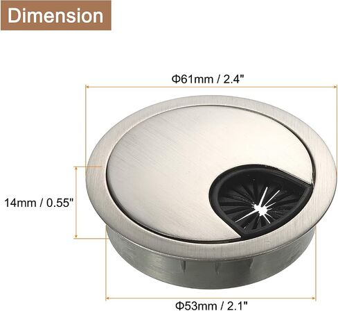 uxcell 3Pcs Cable Hole Cover, 2-1/8" Zinc Alloy Desk Wire Cord Cable Grommets Hole Cover for Office PC Desk Cable Cord Organizer, Black in Saudi Arabia