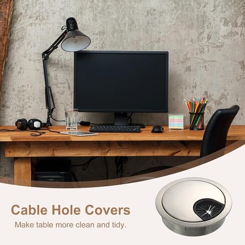 uxcell 3Pcs Cable Hole Cover, 2-1/8" Zinc Alloy Desk Wire Cord Cable Grommets Hole Cover for Office PC Desk Cable Cord Organizer, Black in Saudi Arabia