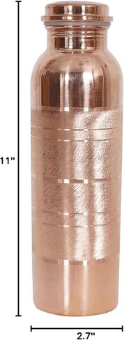 Pure Copper Water Bottle - Indian Handmade Ayurveda Healing Water Bottle for Drinking, Travel, Hiking, Gym, Office, Outdoor - Hammered Finish - 950 ml in Saudi Arabia