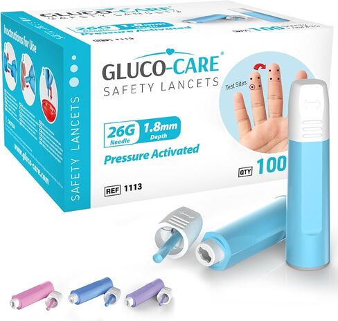 Safety Lancets, Contact-Activated, 21Gx 1.8mm, Pre-loaded, Sterile, Box of 100 in Kuwait