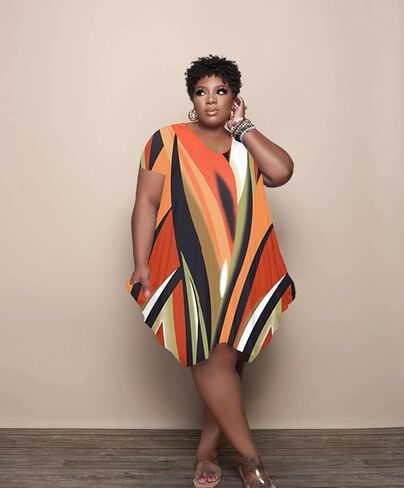 YeGine Oversize Tshirt Dress for Women Casual Plus Size Short Sleeves Midi Tunic Dresses with Pockets in Kuwait