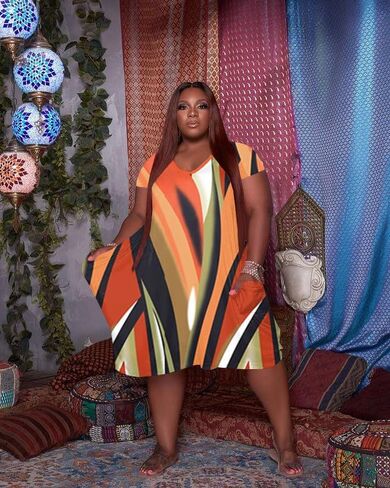 YeGine Oversize Tshirt Dress for Women Casual Plus Size Short Sleeves Midi Tunic Dresses with Pockets in Kuwait