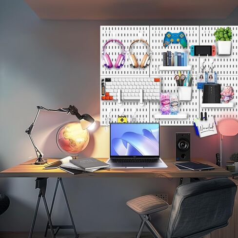 Peg Board, 8Pcs Pegboard Wall Organizer Panels Black Pegboard Wall Mount, ABS Pegboard for Home, Craft Room, Garage, Kitchen, Workshop, Tool Organization, 10*10in Peg Boards. (No Hooks and Bins). in Saudi Arabia