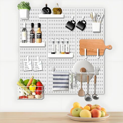 Peg Board, 8Pcs Pegboard Wall Organizer Panels Black Pegboard Wall Mount, ABS Pegboard for Home, Craft Room, Garage, Kitchen, Workshop, Tool Organization, 10*10in Peg Boards. (No Hooks and Bins). in Saudi Arabia