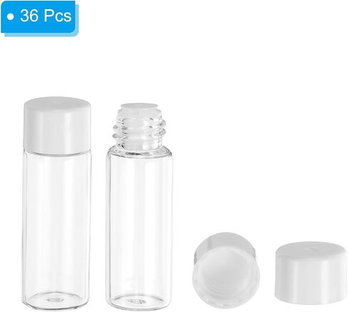 PATIKIL 1ml Essential Oil Bottles, 36 Pack Clear Glass Bottles with Orifice Reducer Sample Vial Bright Screw Cap Storage Vials Container, White in Saudi Arabia