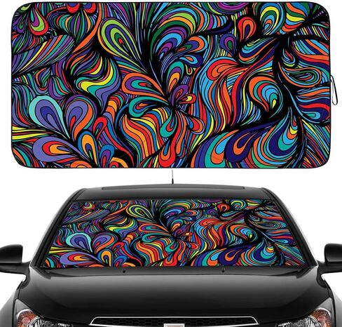 Gven Windshield Sun Shade, Car Sun Shade Windshield Front Window Shades Cute Sunshade Cover Sun Visor Shield Block Automotive Interior Protector Blocks UV Rays for Car Pickup Truck SUV Accessories in Saudi Arabia