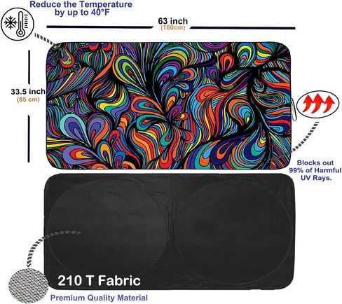 Gven Windshield Sun Shade, Car Sun Shade Windshield Front Window Shades Cute Sunshade Cover Sun Visor Shield Block Automotive Interior Protector Blocks UV Rays for Car Pickup Truck SUV Accessories in Saudi Arabia