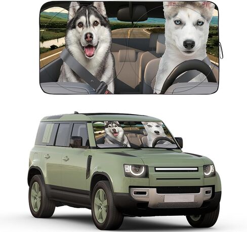 Gven Windshield Sun Shade, Car Sun Shade Windshield Front Window Shades Cute Sunshade Cover Sun Visor Shield Block Automotive Interior Protector Blocks UV Rays for Car Pickup Truck SUV Accessories in Saudi Arabia