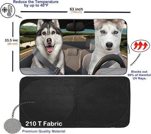 Gven Windshield Sun Shade, Car Sun Shade Windshield Front Window Shades Cute Sunshade Cover Sun Visor Shield Block Automotive Interior Protector Blocks UV Rays for Car Pickup Truck SUV Accessories in Saudi Arabia