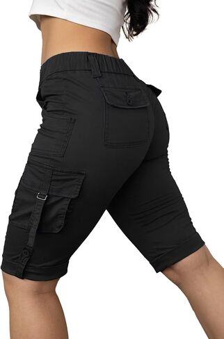 شورت طيور النحام للتنزه سيرًا على الأقدام للنساء، تصميم برمودا بجيب قلاب، شورت كارجو 2024 عصري in Kuwait