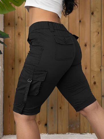 شورت طيور النحام للتنزه سيرًا على الأقدام للنساء، تصميم برمودا بجيب قلاب، شورت كارجو 2024 عصري in Kuwait
