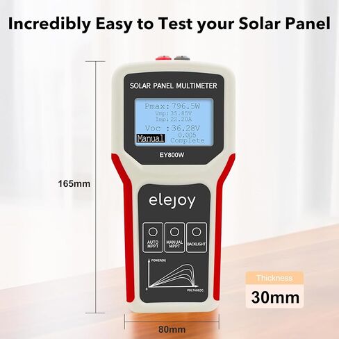 Solar Panel Tester 1600W - MPPT Photovoltaic Multimeter & Watt Meter | Measures Power Output, Performance, Open Circuit Voltage | Smart Portable Tool for Solar PV Panel Data & Troubleshoot in Saudi Arabia
