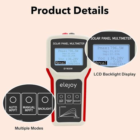 Solar Panel Tester 1600W - MPPT Photovoltaic Multimeter & Watt Meter | Measures Power Output, Performance, Open Circuit Voltage | Smart Portable Tool for Solar PV Panel Data & Troubleshoot in Saudi Arabia