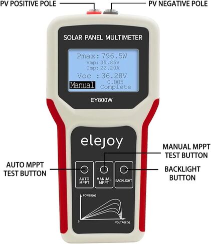 Solar Panel Tester 1600W - MPPT Photovoltaic Multimeter & Watt Meter | Measures Power Output, Performance, Open Circuit Voltage | Smart Portable Tool for Solar PV Panel Data & Troubleshoot in Saudi Arabia