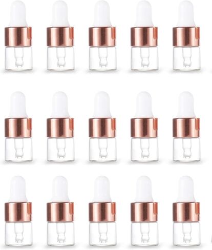 50 Pcs Mini Glass Dropper Bottle Lab Dropping Bottles Essential Oil Dropper Bottles Cosmetic Sample Vials Dropping Sample Containers Eye Dropper Dispenser (Silver-Clear, 1ML) in Saudi Arabia