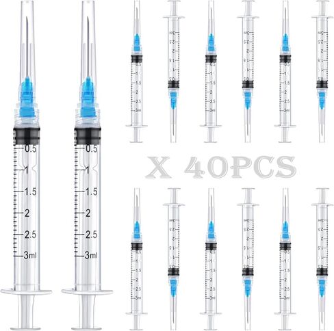40 جهاز كمبيوتر - 10 مل من محقنة قفل Luer مع إبرة 23GA ، وحقن بلاستيكية متاحة التغليف بشكل فردي للمختبرات العلمية والصناعية والحيوانات والحيوانات الأليفة in Kuwait