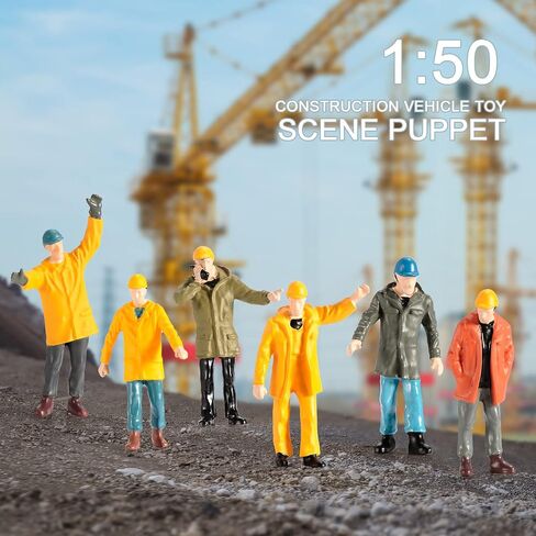 6pcs 1/50 Scale Tiny People Figures,Little People Construction Workers Maintenance Mini Dolls People Figurines for Engineering Vehicles in Kuwait