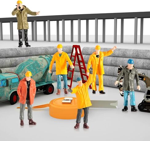 6pcs 1/50 Scale Tiny People Figures,Little People Construction Workers Maintenance Mini Dolls People Figurines for Engineering Vehicles in Kuwait