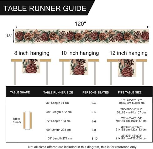 Seliem Winter Pine Cone Table Runner, Pine Needle Branch Red Berry Bow Farmhouse Kitchen Dining Table Decor, Christmas Holiday Seasonal Rustic Home Decoration Indoor Outdoor Party Supply 13x72 Inches in Saudi Arabia