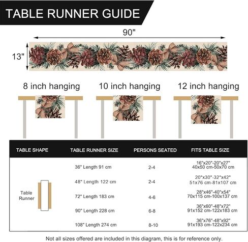 Seliem Winter Pine Cone Table Runner, Pine Needle Branch Red Berry Bow Farmhouse Kitchen Dining Table Decor, Christmas Holiday Seasonal Rustic Home Decoration Indoor Outdoor Party Supply 13x72 Inches in Kuwait