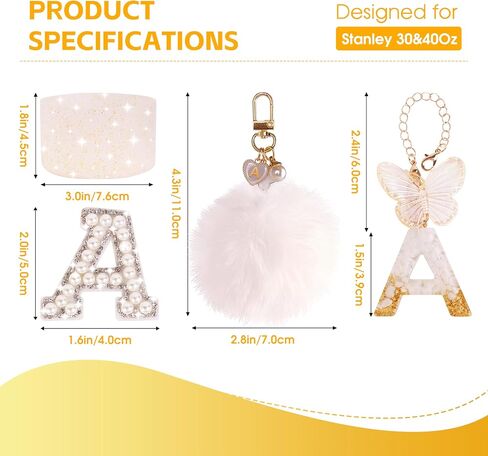 8 Pcs Pink Accessories Set for Stanley Cup 30 oz 40 oz, Silicone Glitter Boot, Star Straw Cover, Pom-Pom Charm, Letter Charm, Water Bottle Handle, Initial Sticker for Stanley Tumbler (M) in Saudi Arabia