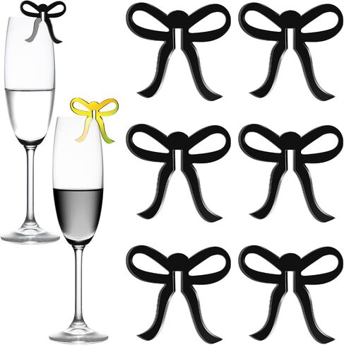 36 Pcs Bow Drink Markers Drink Tags Bow Cup Acrylic Tags Bow Party Favors Coquette Birthday Party Tying the Knot Bachelorette Party Girly Ribbon Party Bow Themed Party Decorations in Saudi Arabia