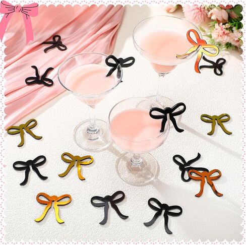 36 Pcs Bow Drink Markers Drink Tags Bow Cup Acrylic Tags Bow Party Favors Coquette Birthday Party Tying the Knot Bachelorette Party Girly Ribbon Party Bow Themed Party Decorations in Saudi Arabia