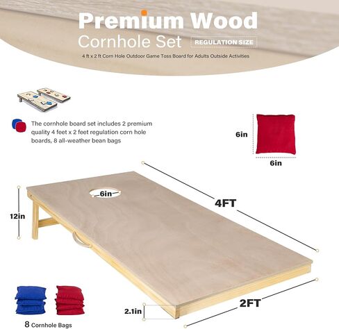 Himal Outdoors Cornhole Board Set, Choose Between 4 x 2 Feet or 3 x 2 Feet Game Boards Includes 8 Corn Hole Toss Bags in Saudi Arabia