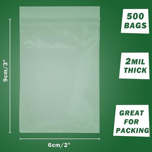 250Pcs Small Plastic Bags, 3 x 4 Inches 2 mil Jewelry Bags, Clear Small Zip Bag, Mini Ziplock Bags, Small Resealable Bags for Jewelry, Cookie, Candy, Storage in Saudi Arabia