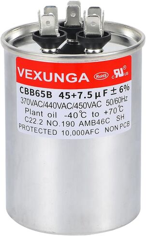AC Capacitor 60+5 uF 60/5 MFD 370 or 440 or 450 VAC CBB65B Dual Run Start Capacitors for Air Conditioner Compacitor Motor or Compressor Fan or Condenser Straight Cool in Kuwait
