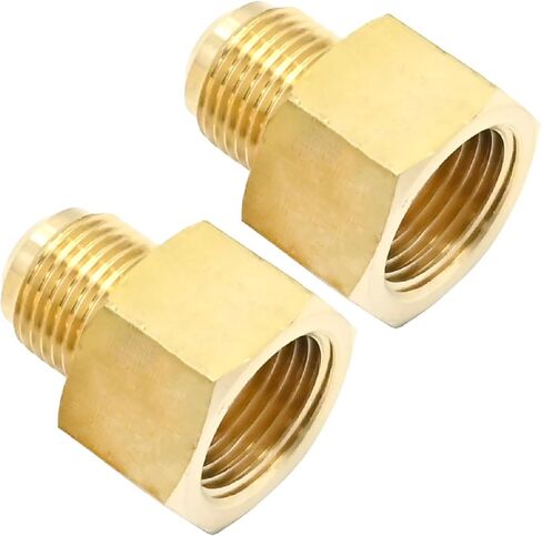 2 Pcs 5/8 SAE Male 1/2 SAE Female Brass Flare Tube Fitting, Pipe Fitting Reducer Gas Adapter Hex Coupling with Tape, Plumbing HVAC Fuel Oil Air Natural Gas Line Pipe Fitting in Saudi Arabia