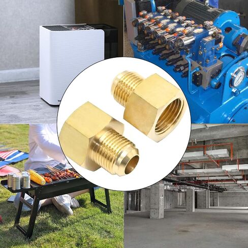 2 Pcs 5/8 SAE Male 1/2 SAE Female Brass Flare Tube Fitting, Pipe Fitting Reducer Gas Adapter Hex Coupling with Tape, Plumbing HVAC Fuel Oil Air Natural Gas Line Pipe Fitting in Saudi Arabia