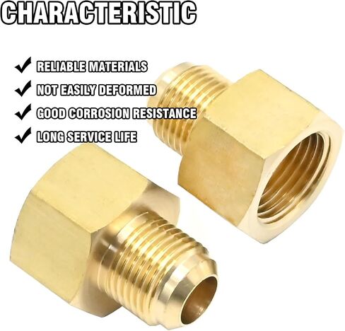 2 Pcs 5/8 SAE Male 1/2 SAE Female Brass Flare Tube Fitting, Pipe Fitting Reducer Gas Adapter Hex Coupling with Tape, Plumbing HVAC Fuel Oil Air Natural Gas Line Pipe Fitting in Saudi Arabia