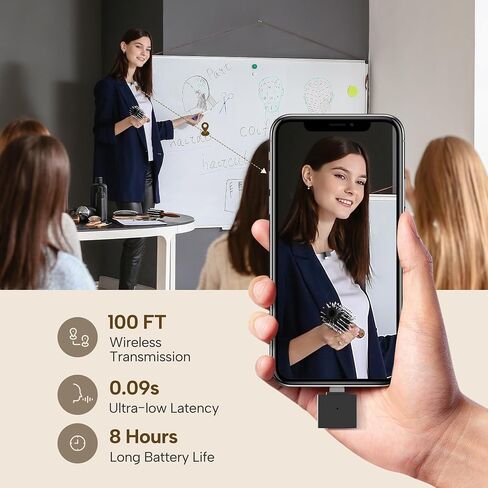 Wireless Lavalier Microphone, Wireless Clip On Microphone,Wireless Lapel Mic for Android/iPhone/Pro/Mini, HI-FI Sound Quality for Tiktok, YouTube, Video Recording, Zoom, Type-C, Black in Saudi Arabia