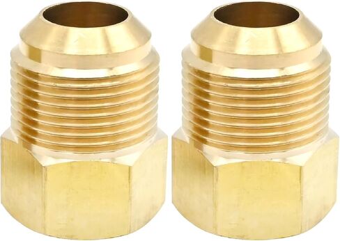 2 Pcs 5/8 SAE Male 1/2 SAE Female Brass Flare Tube Fitting, Pipe Fitting Reducer Gas Adapter Hex Coupling with Tape, Plumbing HVAC Fuel Oil Air Natural Gas Line Pipe Fitting in Saudi Arabia