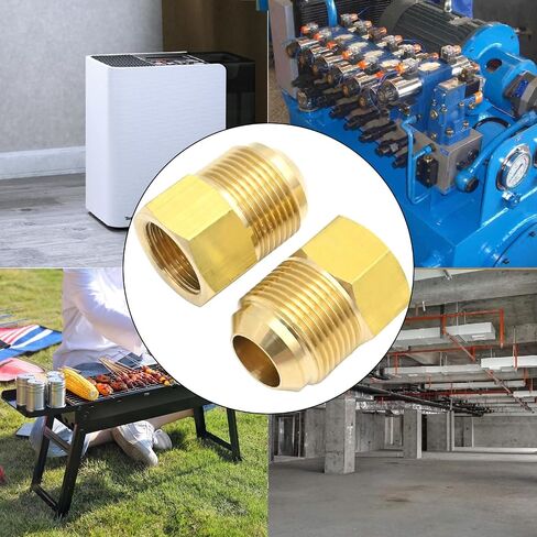 2 Pcs 5/8 SAE Male 1/2 SAE Female Brass Flare Tube Fitting, Pipe Fitting Reducer Gas Adapter Hex Coupling with Tape, Plumbing HVAC Fuel Oil Air Natural Gas Line Pipe Fitting in Saudi Arabia