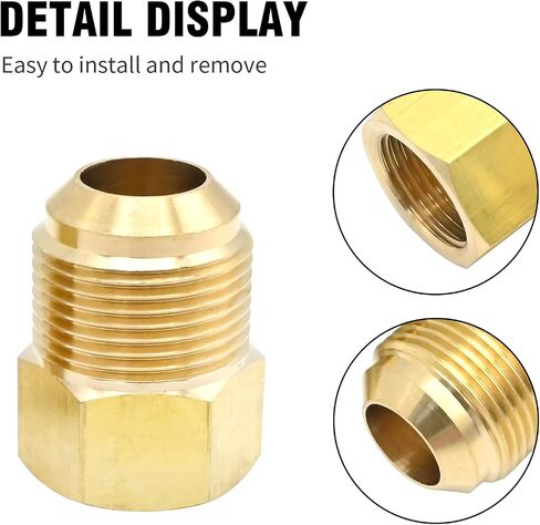 2 Pcs 5/8 SAE Male 1/2 SAE Female Brass Flare Tube Fitting, Pipe Fitting Reducer Gas Adapter Hex Coupling with Tape, Plumbing HVAC Fuel Oil Air Natural Gas Line Pipe Fitting in Saudi Arabia