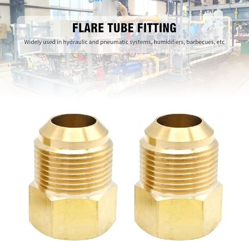 2 Pcs 5/8 SAE Male 1/2 SAE Female Brass Flare Tube Fitting, Pipe Fitting Reducer Gas Adapter Hex Coupling with Tape, Plumbing HVAC Fuel Oil Air Natural Gas Line Pipe Fitting in Saudi Arabia