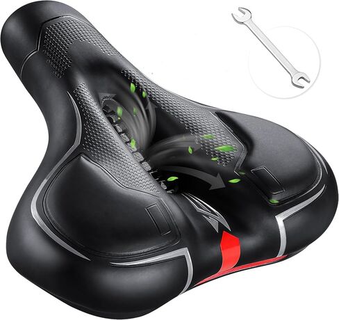 IPOW Comfort Bike Seat for Women or Men, Bicycle Saddle Replacement Padded Soft High Density Memory Foam with Dual Shock Absorbing Rubber Balls Suspension Universal Fit for Indoor/Outdoor Bikes in Saudi Arabia