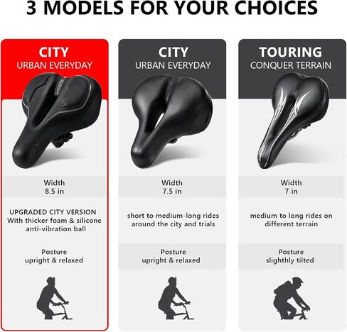 IPOW Comfort Bike Seat for Women or Men, Bicycle Saddle Replacement Padded Soft High Density Memory Foam with Dual Shock Absorbing Rubber Balls Suspension Universal Fit for Indoor/Outdoor Bikes in Saudi Arabia