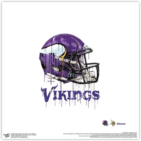 Trends International Gallery Pops NFL Minnesota Vikings - Drip Helmet Wall Art Wall Poster, 12.00" x 12.00", Black Frame Version in Saudi Arabia