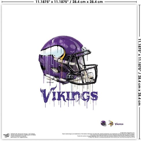 Trends International Gallery Pops NFL Minnesota Vikings - Drip Helmet Wall Art Wall Poster, 12.00" x 12.00", Black Frame Version in Saudi Arabia