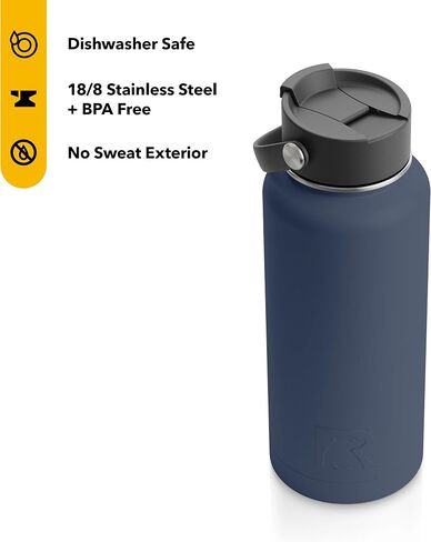 RTIC 32 oz Vacuum Insulated Bottle, Metal Stainless Steel Double Wall Insulation, BPA Free Reusable, Leak-Proof Thermos Flask for Water, Hot and Cold Drinks, Travel, Sports, Camping, Sunlight in Saudi Arabia