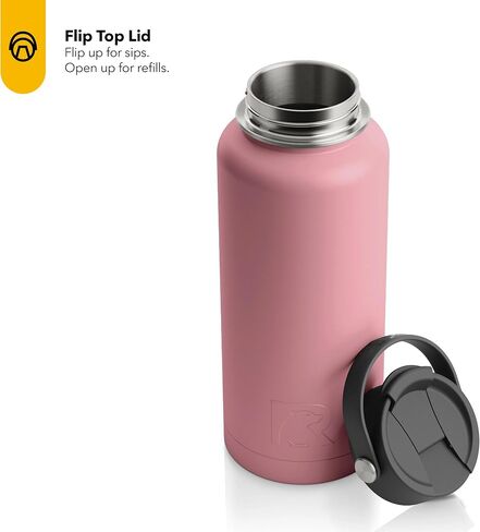 RTIC 32 oz Vacuum Insulated Bottle, Metal Stainless Steel Double Wall Insulation, BPA Free Reusable, Leak-Proof Thermos Flask for Water, Hot and Cold Drinks, Travel, Sports, Camping, Sunlight in Saudi Arabia
