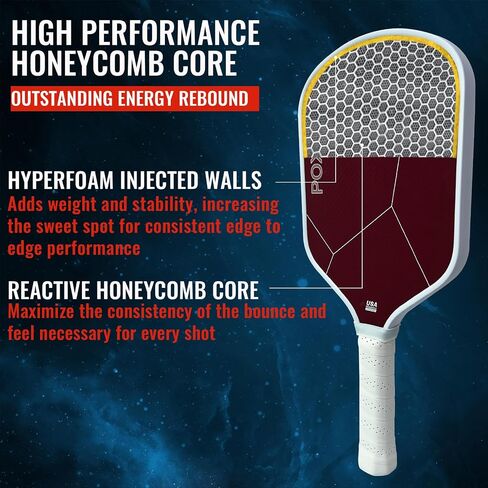 Pickleball Paddle Carbon Fiber 16MM,Pickleball Paddles Honeycomb Core - Gen 3 Propulsion Core,Professional Pickleball Racket Lightweight in Saudi Arabia