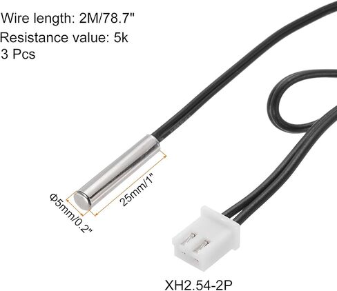 uxcell 3 Pcs 5K NTC Thermal Sensor Probe,Nickel-Plated Copper Sensitive Temperature Sensor Probe 39.4 Inch Digital Thermometer Extension Cable Temp Sensor for Electrical Appliances in Saudi Arabia