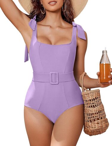 AI'MAGE Women's Swimsuit 1 Piece Tummy Control High Waisted Push Up Swimwear Bathing Suits, Orange L in Saudi Arabia