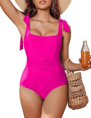 AI'MAGE Women's Swimsuit 1 Piece Tummy Control High Waisted Push Up Swimwear Bathing Suits, Orange L in Saudi Arabia